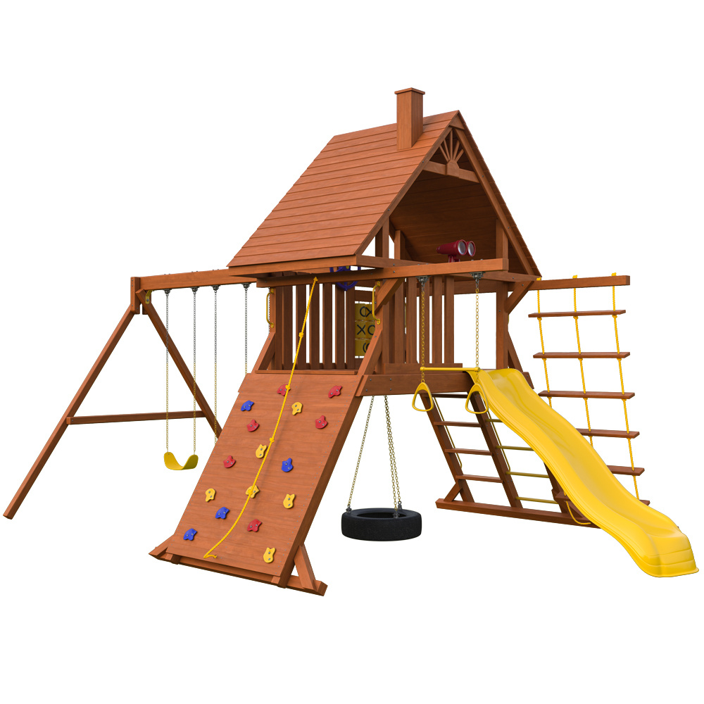 New Sunrise Зарница с деревянной крышей из каталога детских игровых комплексов  в Уфе по цене 213500 ₽