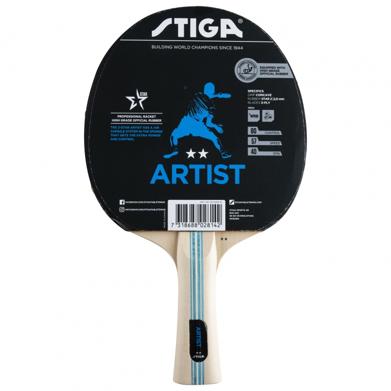 2-Star Artist WRB в Уфе по цене 2298 ₽ в категории ракетки для настольного тенниса Stiga