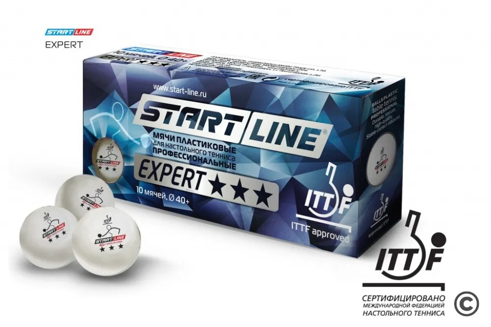 Start Line Expert V40+ 3* (ITTF) (10 шт) из каталога мячей для настольного тенниса в Уфе по цене 1280 ₽