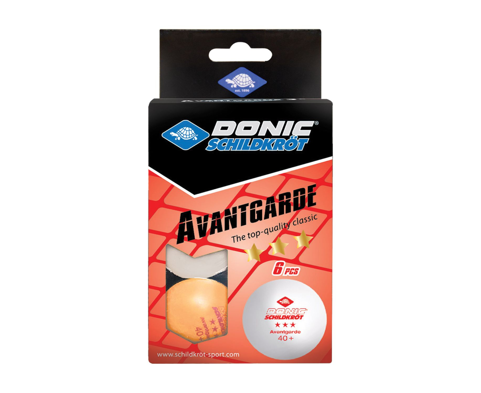 Donic AVANTGARDE 3* 40+, 6 штук, белый + оранжевый из каталога мячей для настольного тенниса в Уфе по цене 490 ₽