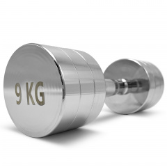 UnixFit PRO круглая 9 кг DBRND9PCE из каталога хромированных гантелей в Уфе по цене 3830 ₽