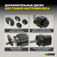 0.57 кг, 4 шт с держателем (дополнительные веса) в Уфе по цене 7990 ₽ в категории разборные (наборные) гантели MX Select