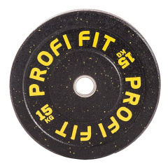 Profi Fit бамперный черный 15 кг из каталога дисков для штанги с посадочным диаметром 50 мм. в Уфе по цене 9780 ₽