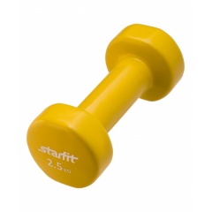StarFit виниловая, 2.5 кг, желтая из каталога гантелей для фитнеса в Уфе по цене 1530 ₽