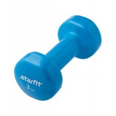 StarFit виниловая, 3 кг., синяя из каталога гантелей для фитнеса в Уфе по цене 1790 ₽